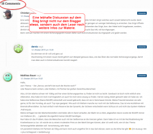 Kommentare sind Anerkennung für den Blogger