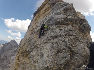 Flo in der Schlüsselstelle Vollkarspitze