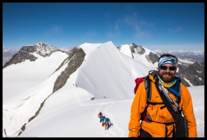 Flo im Hintergrund der Piz Palü