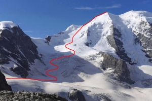 Unsere ungefähre Route auf den Piz Palü Ostgipfel