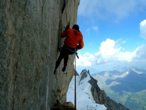Flo beim Abseilen am Dent du Géant