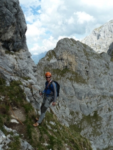Gleich geht's runter. Dennis an der Abseilpiste