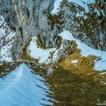 Der Weg vom Ausstieg der Route zum Einstieg der Abseilpiste (von oben)