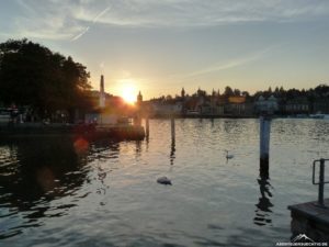 Noch eine kurze Pause in Luzern, den Sonnenuntergang genießen.