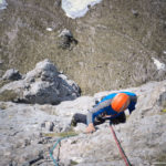 Im Nachstieg der ersten Seillänge von Paradies