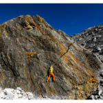 David in der Erstbegehung des fetten Riss