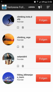 Alles Profile, die uns, nachdem wir ihnen auch gefolgt sind, wieder entfolgt haben.